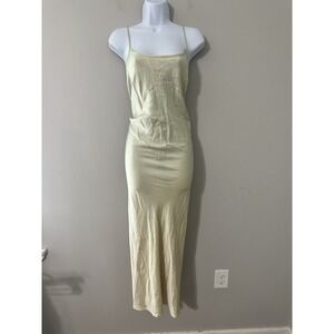 SAINT ART Haley Style Maxi Slip Dress Satin‎ Chartreuse Yellow Size XL